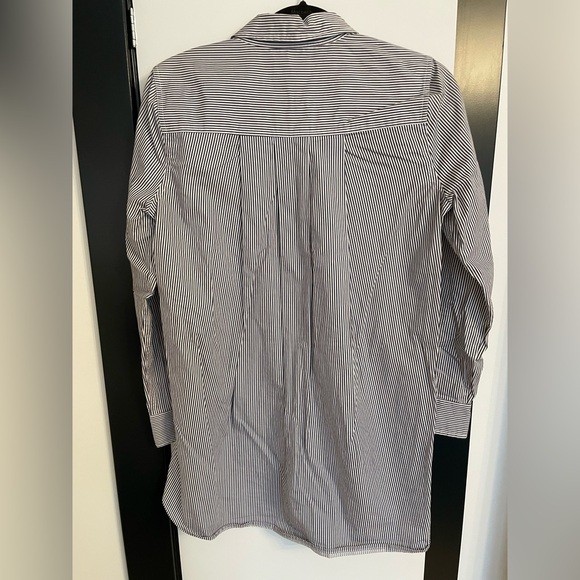 Equipment Black & White Stripped Tunic Button Down with Embroidered Flower - Picture 5 of 5